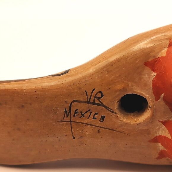 Vintage Hand Painted Mexican Folk Art Tonala Pottery Bird Figurine Signed - Picture 7 of 12